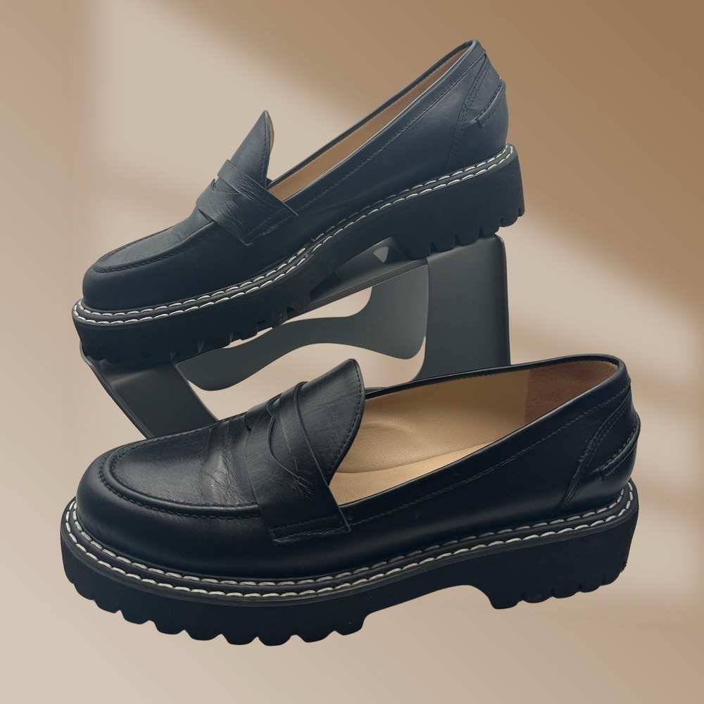 Jon Josef Black Penny Loafers Ladies Size 39 US Size 8